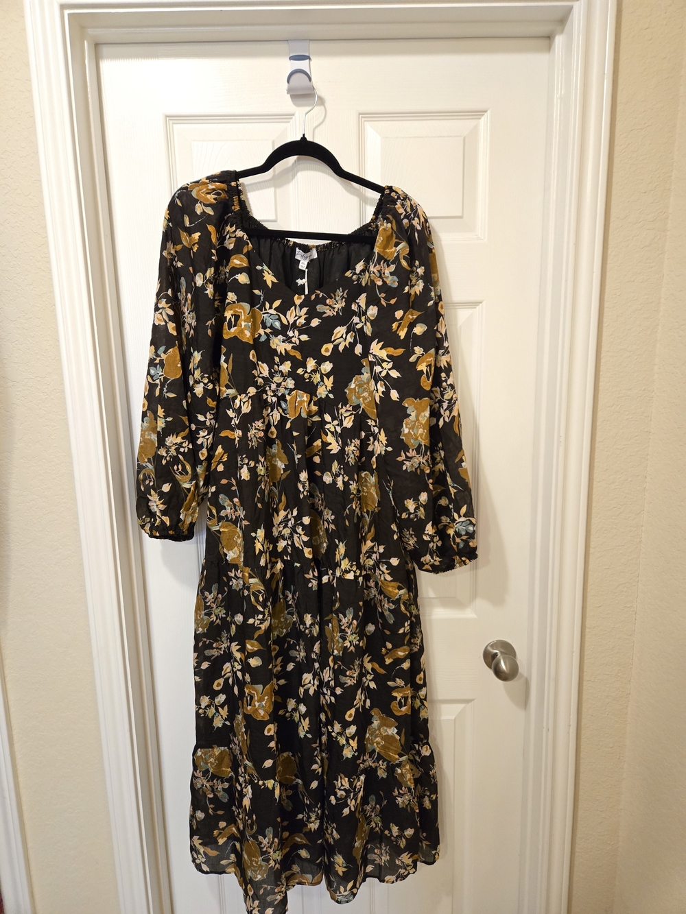 Polagram Brown Maxi Dress with Mustard Floral Print - Picture 3 of 16
